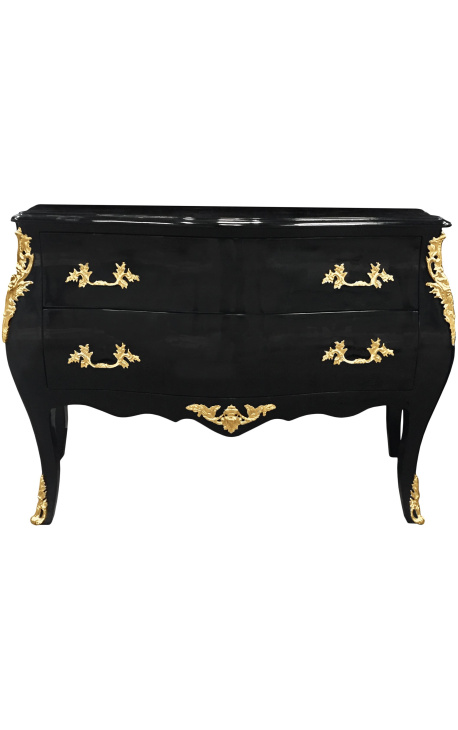 Barock Kleiderschrank mit Stil Louis XV schwarze und goldbronze