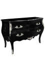 Barock Kleiderschrank mit Stil Louis XV schwarz, silberne bronzen