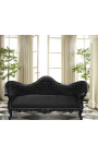 Barokk sofa Napoléon III svart velvet og svart lakkeret tre