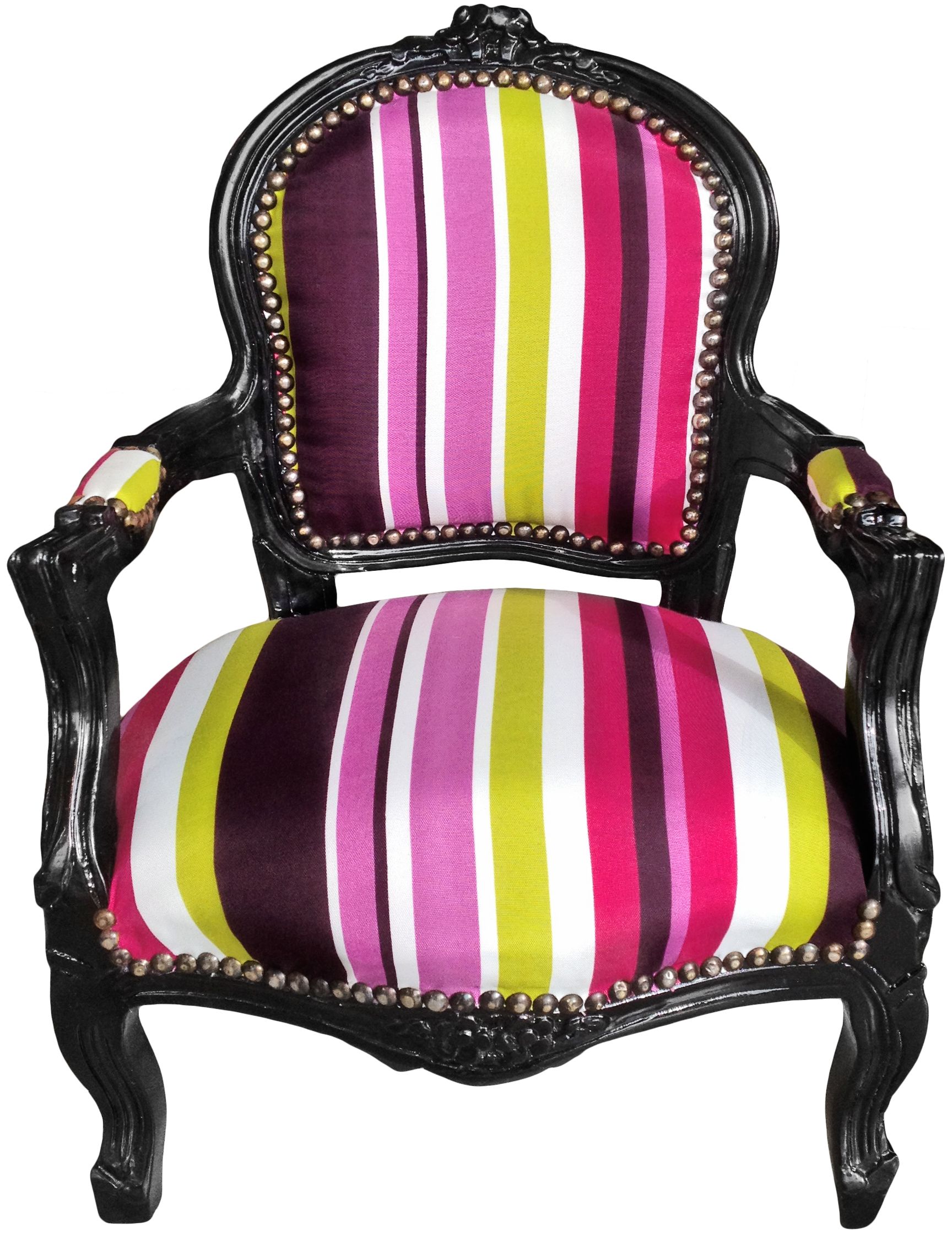 maximaliseren knop operatie barok fauteuil voor kind stof veelkleurig gestreept met zwart hout