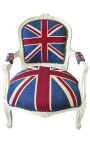 Poltrona barocca per bambini "Union Jack" e legno laccato beige