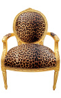 Sillón barroco Leopardo estilo Luis XVI y madera dorada