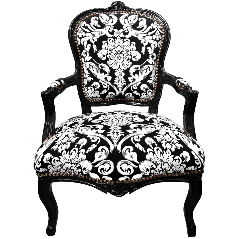 black and white floral chair