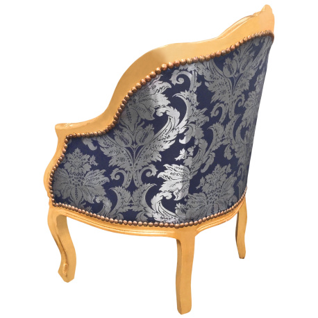 Baroque armchair Louis XVI red fabric Gobelins pattern and gold wood