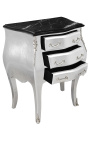 Nightstand (Bedside) baroque silver wood with black marble