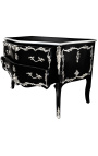 Large baroque black dresser of style Louis XV with silver bronzes