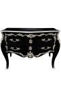 Grande commode baroque de style Louis XV noire avec bronzes argentés