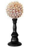 Ball with gray shells on wooden baluster