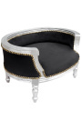 Canapé lit pour chien ou chat baroque velours noir et bois argent