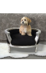 Canapé lit pour chien ou chat baroque velours noir et bois argent