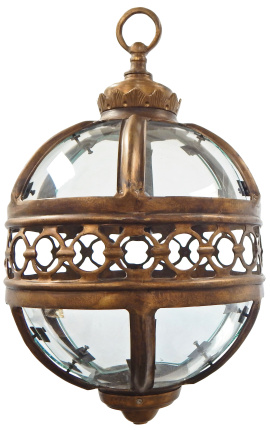 Okrúhla halová lampionka patinovaná bronzová 30 cm