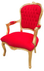 [Limited Edition] Sillón barroco de estilo Luis XV terciopelo rojo y madera de oro