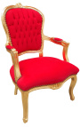 [Limited Edition] Sillón barroco de estilo Luis XV terciopelo rojo y madera de oro