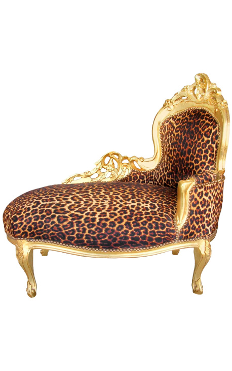 Pest trui Penetratie Baroque chaise longue leopard fabric with gold wood