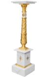 Colonna in marmo bianco stile impero con bronzo dorato