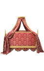 Cama de dossel Royal Baroque em tecido "Gobelins" vermelho e madeira dourada