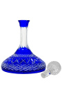 Decanter in cristallo blu molato a mano