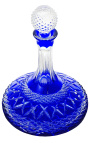 Decanter in cristallo blu molato a mano