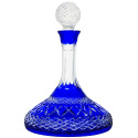 Decanter in cristallo blu molato a mano