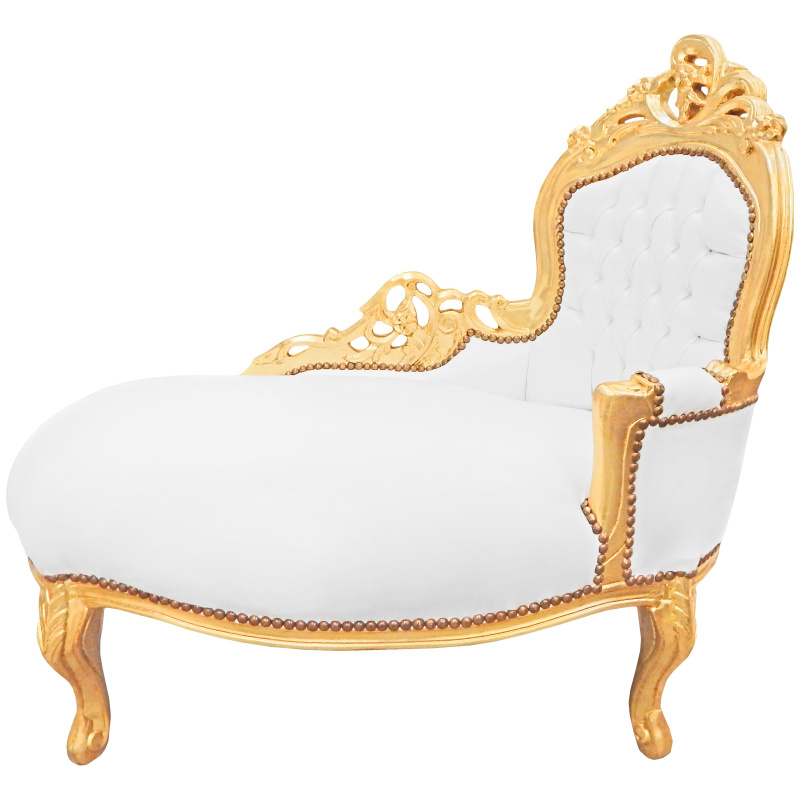 white and gold chaise