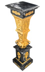 Colonna quadrata (guaina) in marmo nero stile Impero con bronzo 