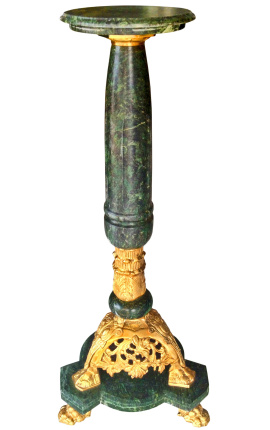 Colonna in marmo verde in stile Napoleone III con bronzo