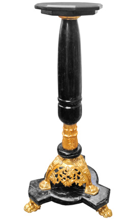 Colonna in marmo nero di stile Napoleone III con bronzo