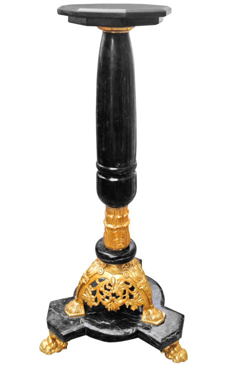 Colonna in marmo nero in stile Napoléon III con bronzo