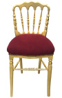 Napoleon III stil middagsstol burgunder fløyel og gulltre