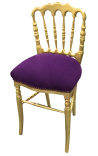 Silla de estilo Napoleón III de terciopelo púrpura y madera de oro