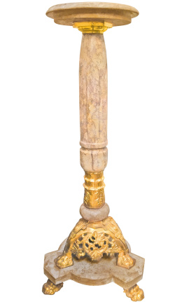 Bežový mramorový stĺp v štýle Napoleona III. s bronzou