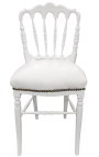 Napoleón III de estilo silla de cuero blanco y madera blanca