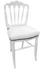 Napoleón III de estilo silla de cuero blanco y madera blanca