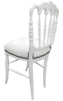 Napoleón III de estilo silla de cuero blanco y madera blanca