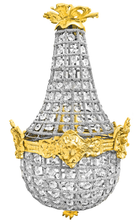 Żyrandol Montgolfiere ze złotym brązem i przezroczystym szkłem 50 cm
