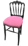 Napoleon III style chair fabric pink and black wood 