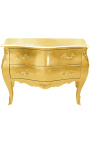 Commode baroque de style Louis XV dorée avec 2 tiroirs