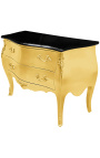 Barock Kommode mit Stil Gold Louis XV schwarzer oberteil mit 2 schubladen