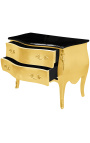 Comò barocco in oro stile Louis XV top nero con 2 cassetti