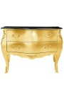 Barock Kommode mit Stil Gold Louis XV schwarzer oberteil mit 2 schubladen