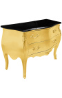 Barock Kommode mit Stil Gold Louis XV schwarzer oberteil mit 2 schubladen