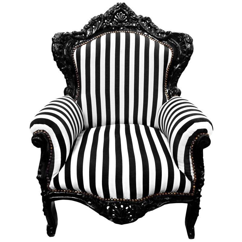 Black and white discount striped accent chair