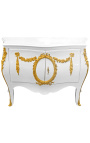 Commodo buffet estilo barroco de Louis XV branco com bronzes de ouro