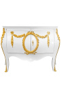 Commode buffet baroque style of Louis XV white with gold bronzes