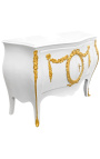 Commode buffet baroque style of Louis XV white with gold bronzes