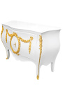 Commodo buffet estilo barroco de Louis XV branco com bronzes de ouro