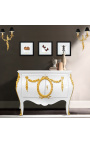 Commode buffet baroque style of Louis XV white with gold bronzes