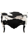 Commode baroque de style Louis XV vrai peau de vache noire avec 2 tiroirs