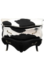 Commode baroque de style Louis XV vrai peau de vache noire avec 2 tiroirs