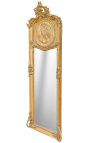 Mirror psyche Louis XVI style gilt with female profile